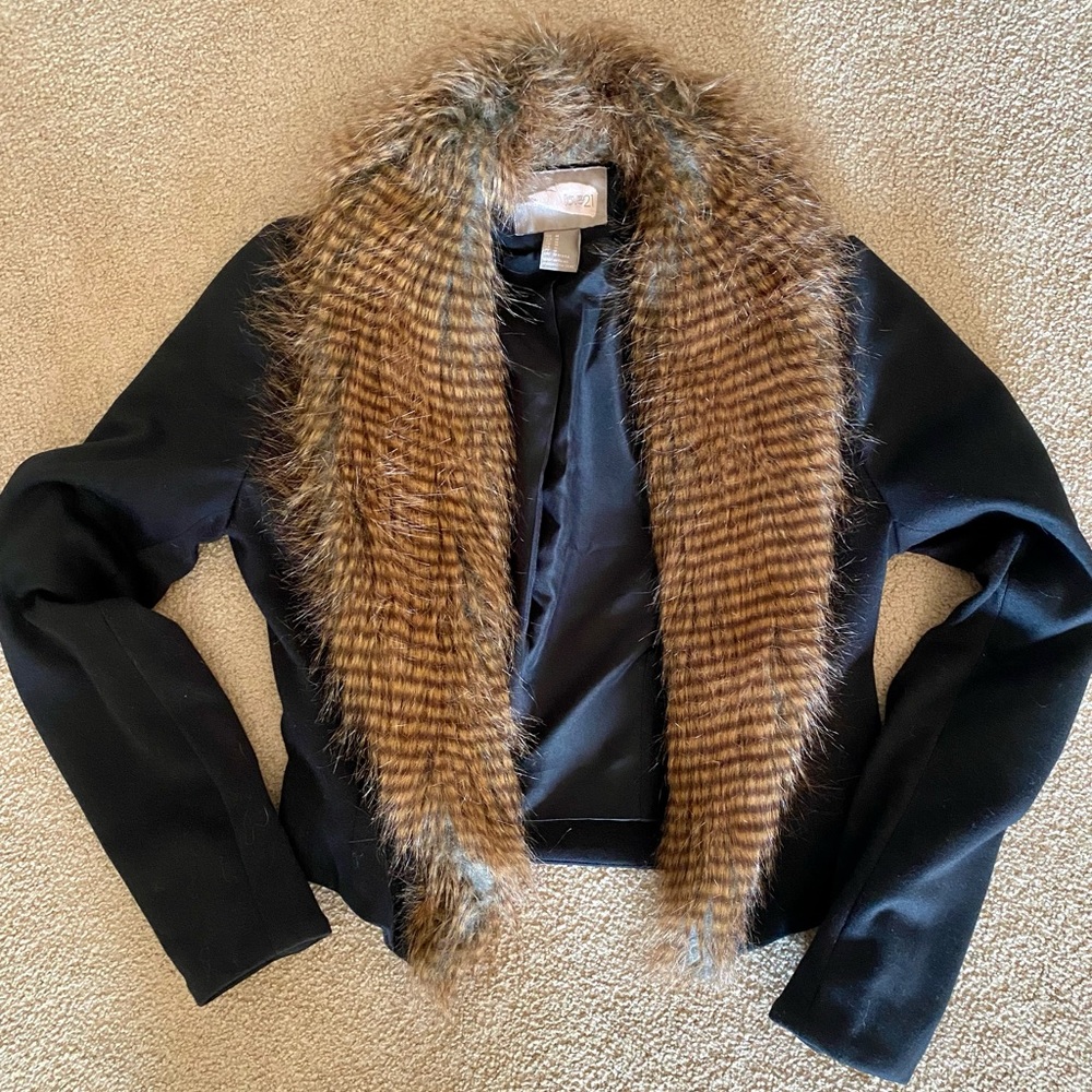 Forever 21 Faux Fur Collar Jacket